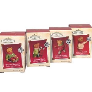 Hallmark Keepsake Ornaments Snow Cub Club Collection Teddy Bears 2002 Lot of 4